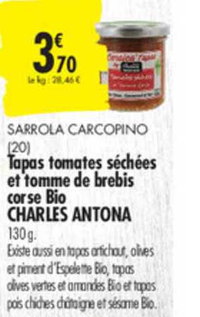 Tapas Tomates Séchées Et Tomme De Brebis Corse Bio Charles Antona