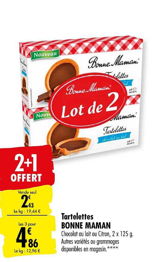 Tartelettes Bonne Maman 2+1 Offert