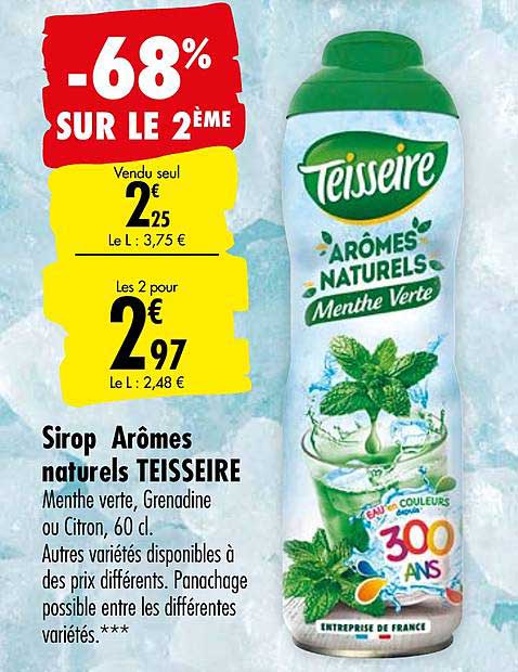 teisseire sirop arômes naturels -68% sur le 2ème
