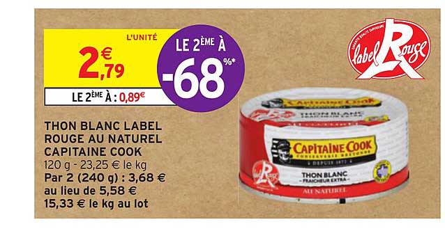thon blanc label rouge au naturel capitaine cook le 2ème à -68%