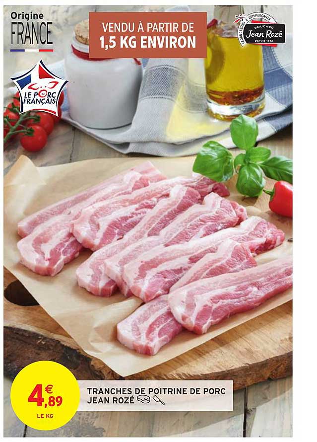 tranches de poitrine de porc jean rozé