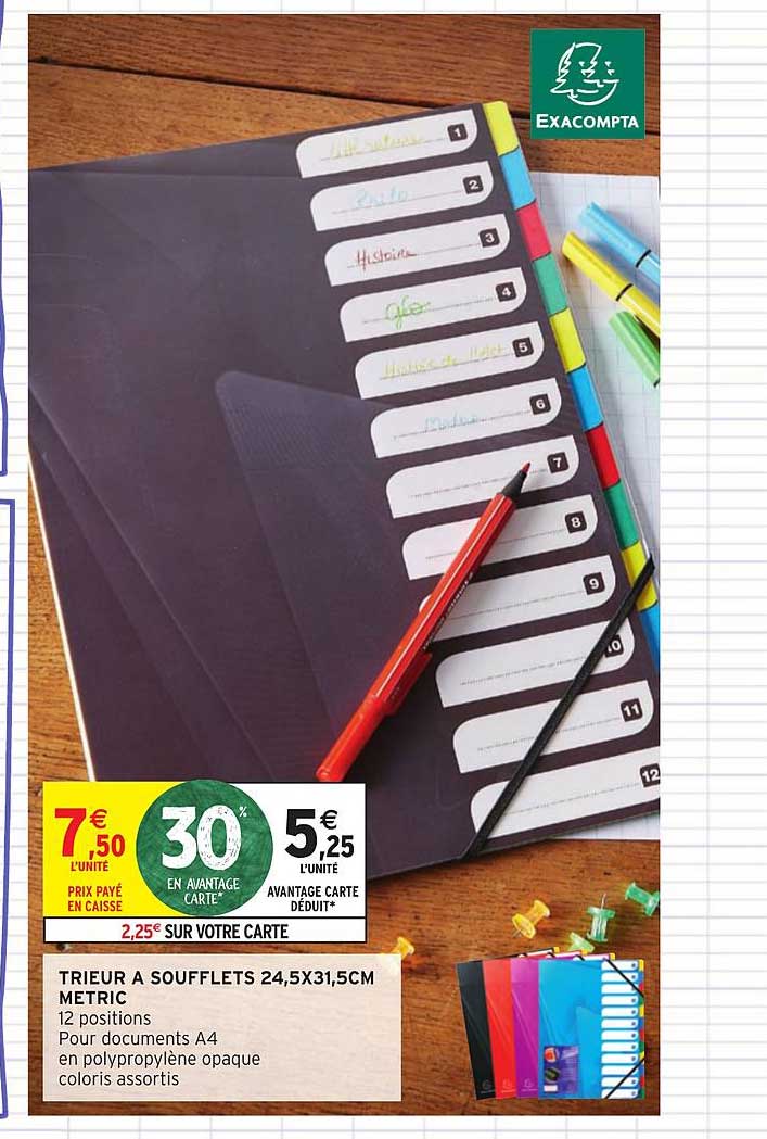 trieur soufflets 24.5x31.5cm metric exacompta