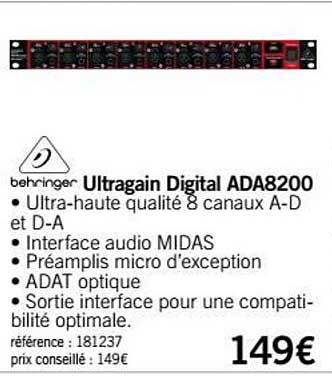 ultragain digital ada8200 behringer