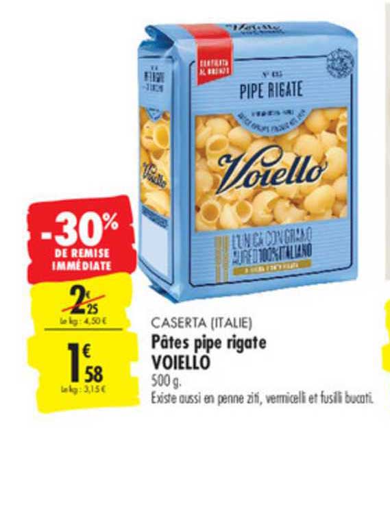 voiello pâtes pipe rigate -30% de remise immédiate