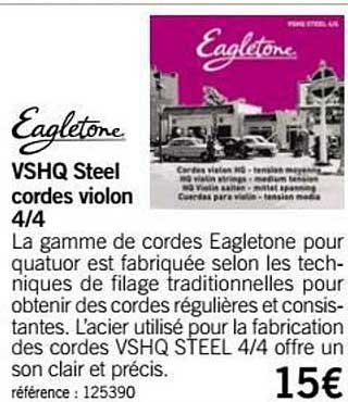 vshq steel cordes violon 4 4 eagletone