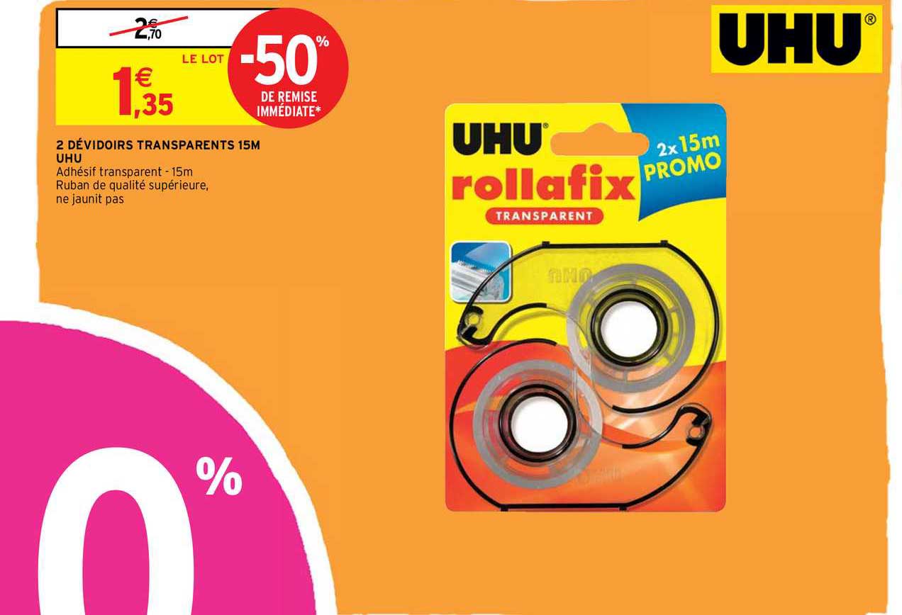 2 dévidoirs transparents 15m uhu