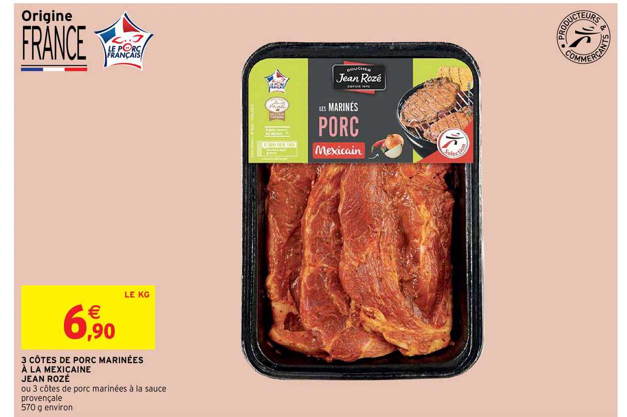 3 côtes de porc marinées à la mexicaine jean rozé