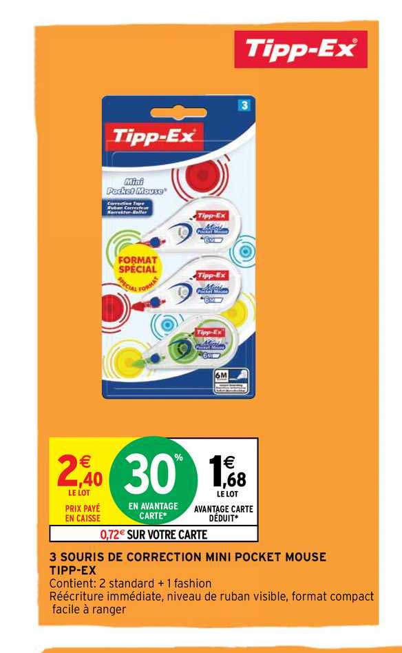 3 souris de correction mini pocket mouse tipp-ex