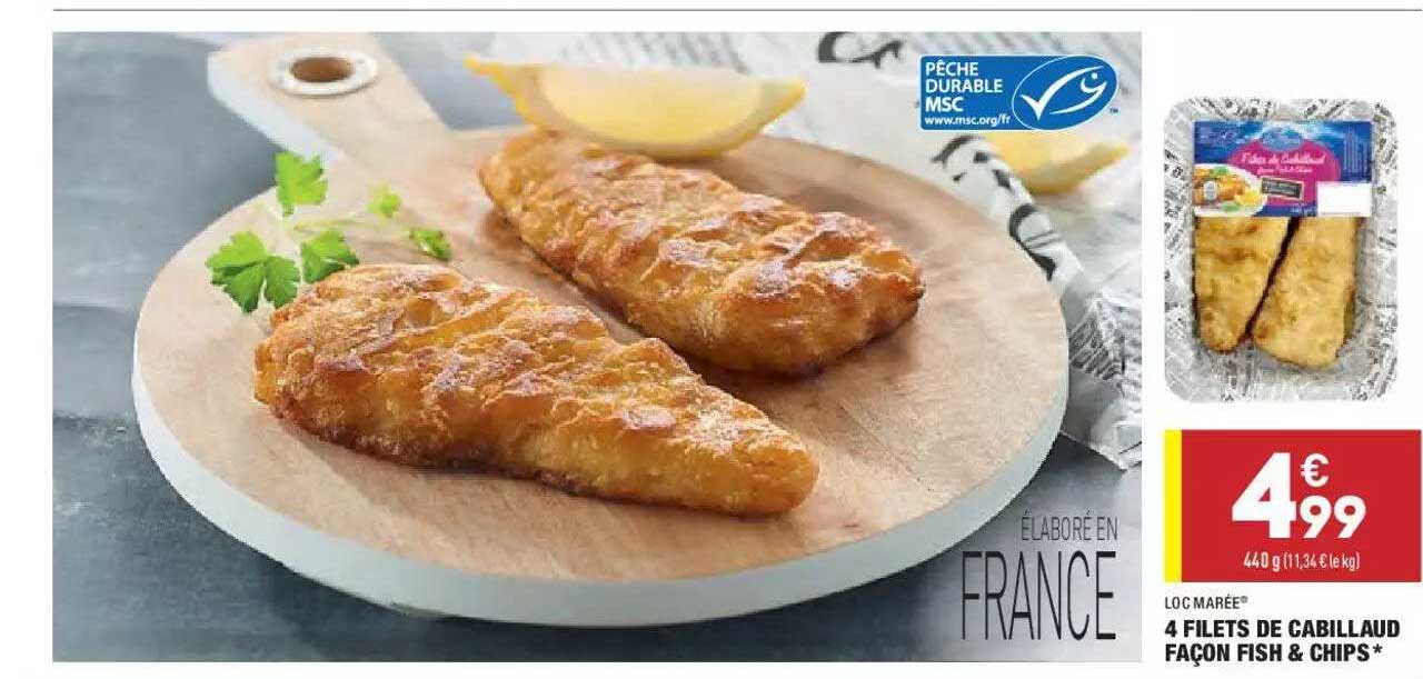 4 filets de cabillaud façon fish & chips loc marée