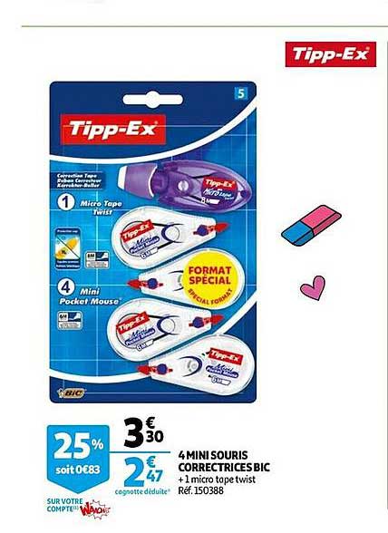 4 mini souris correctrices bic
