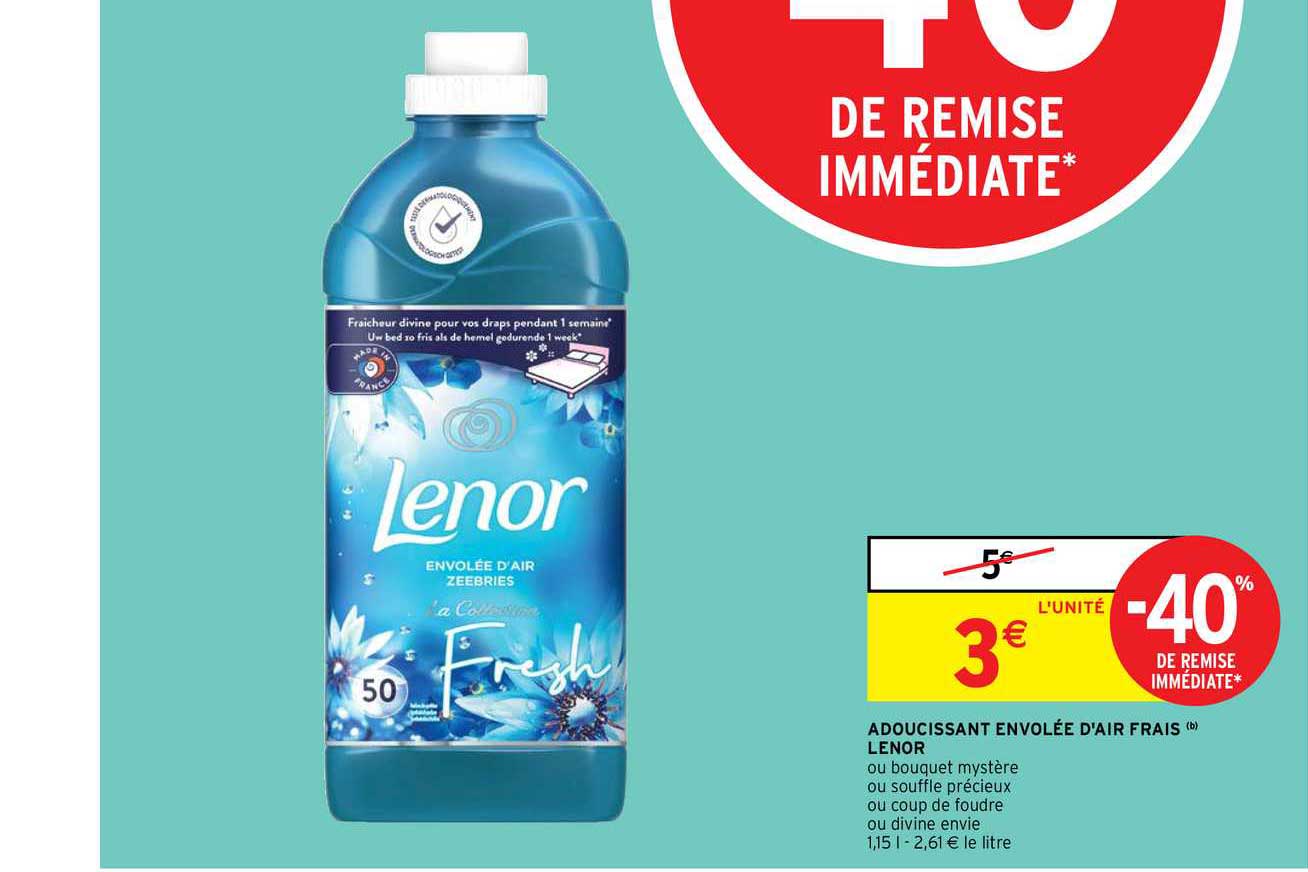 adoucissant envolée d'air frais lenor