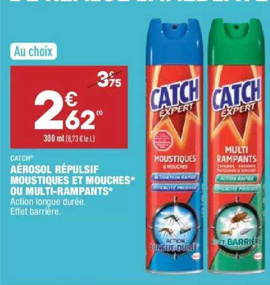 aérosol répulsif moustiques et mouches ou multi-rampants catch