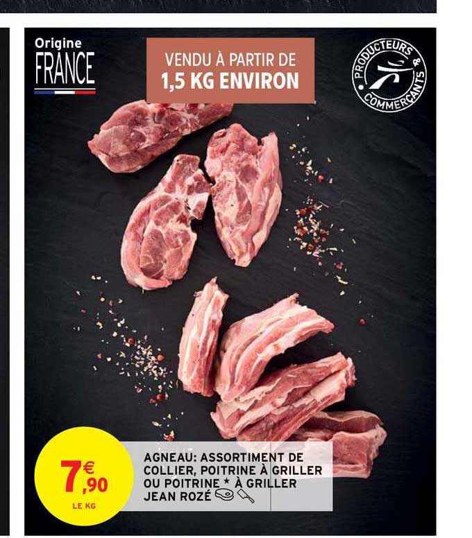 agneau : assortiment de collier, poitrine à griller ou poitrine à griller jean rozé