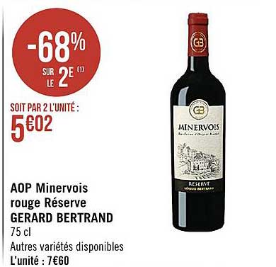 aop minervois rouge réserve gerard bertrand