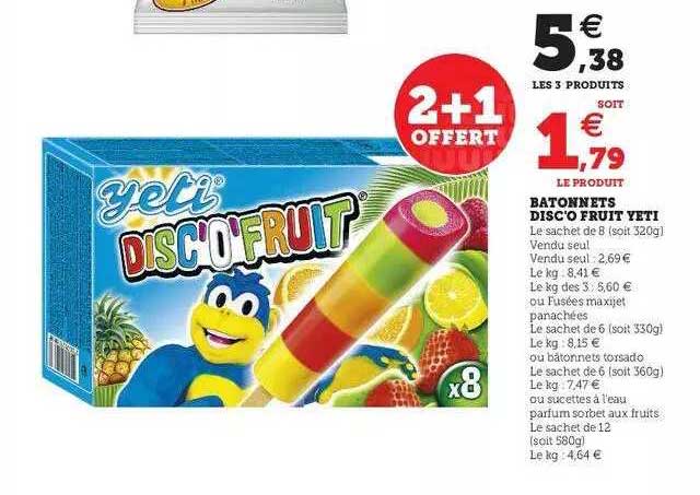 bâtonnets disc'o fruit yeti