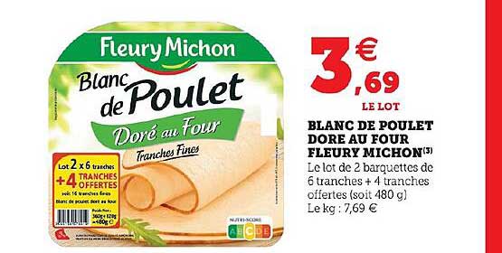 blanc de poulet doré au four fleury michon