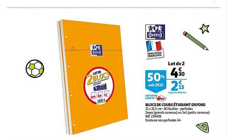 blocs de cours étudiant oxford