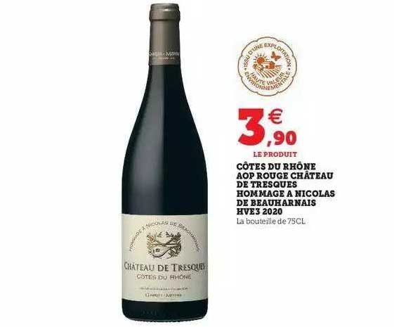 côtes du rhône aop rouge château de tresques hommage à nicolas de beauharnais hve3 2020