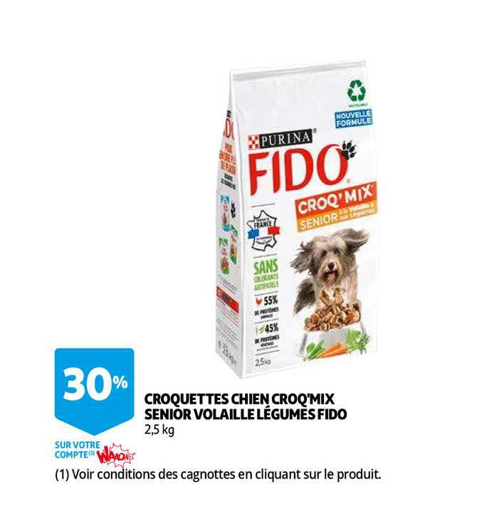croquettes chien croq'mix senior volaille légumes fido