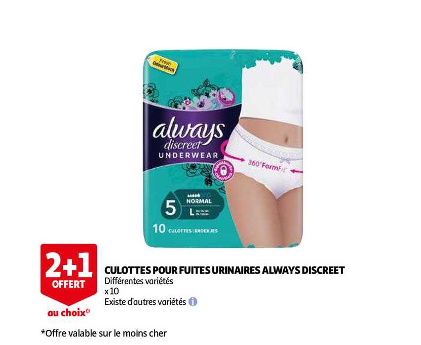 culottes pour fuites urinaires always discreet