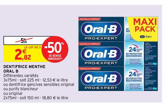 dentifrice menthe oral b