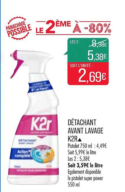 détachant avant lavage k2r