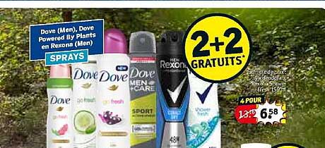 dove (men), dove powered by plants en rexona (men) sprays