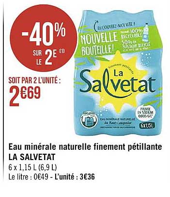 eau minérale naturelle finement pétillante la salvetat