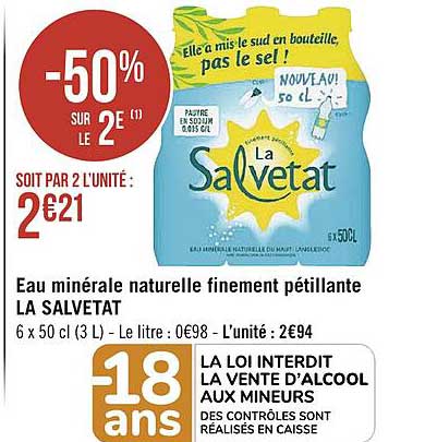 eau minérale naturelle finement pétillante la salvetat