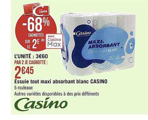 essuie tout maxi absorbant blanc casino