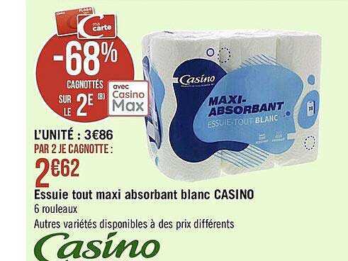 essuie tout maxi absorbant blanc casino
