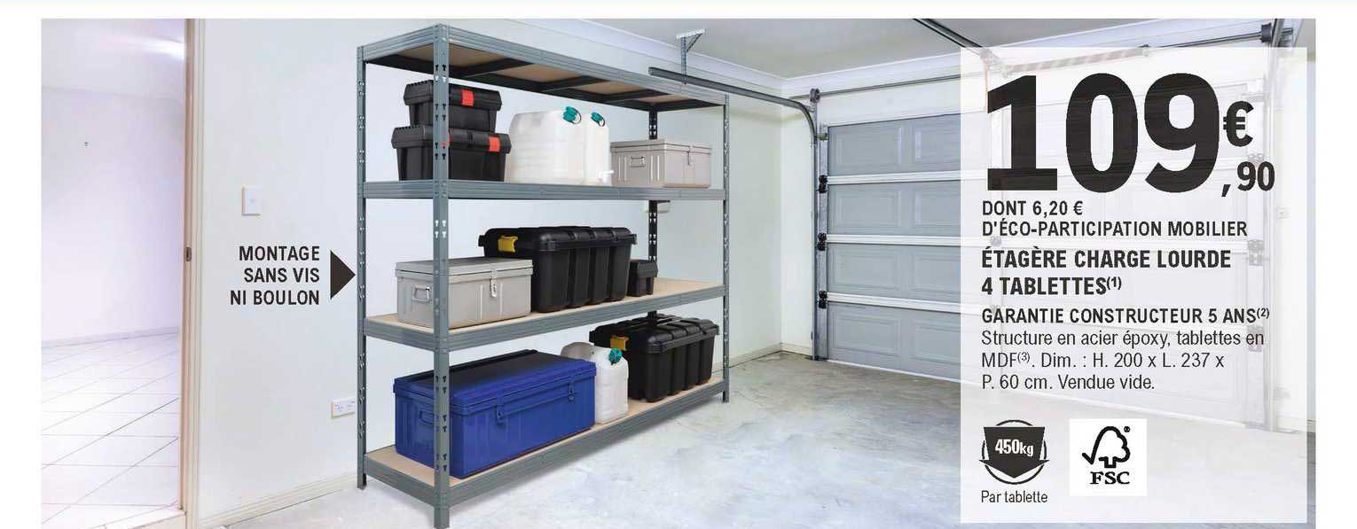 étagère charge lourde 4 tablettes