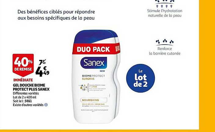 gel douche biome protect plus sanex