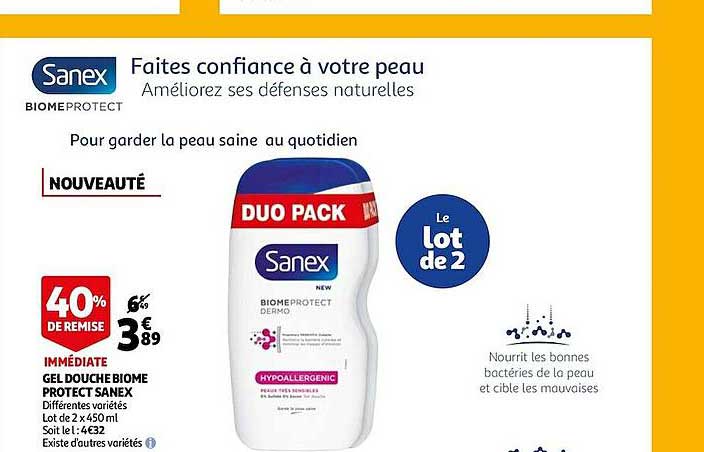 gel douche biome protect sanex