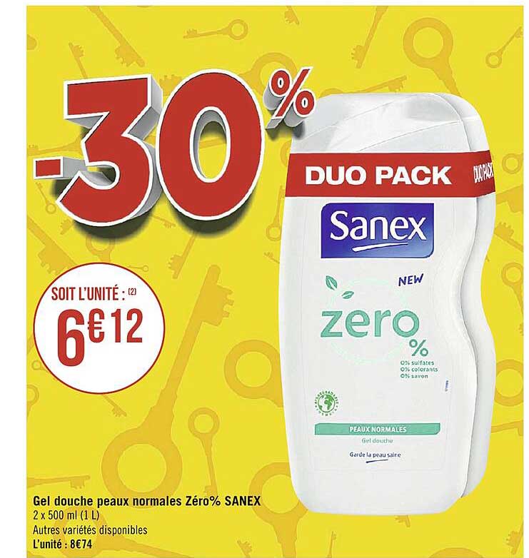 gel douche peaux normales zéro % sanex