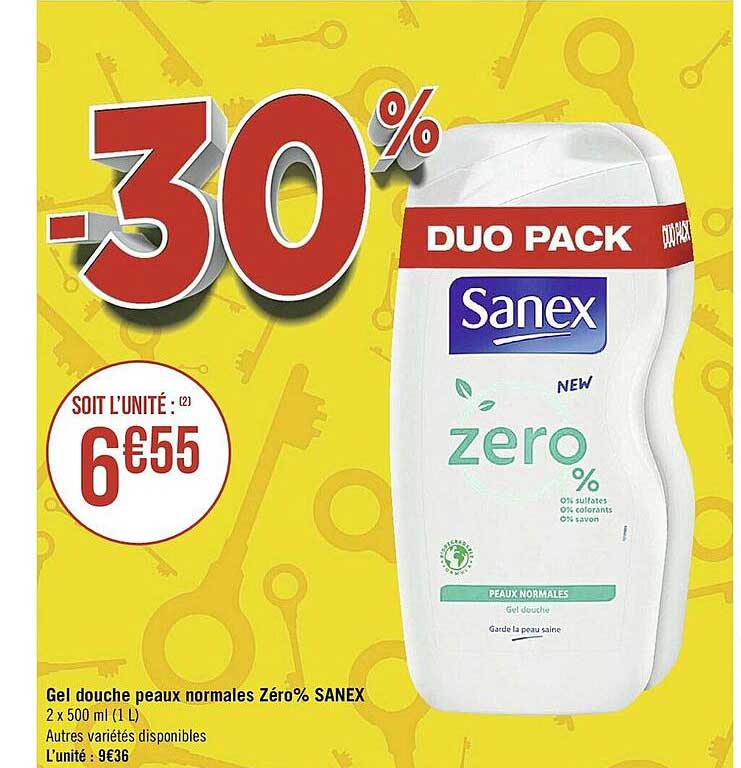 gel douche peaux normales zéro% sanex