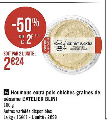 houmous extra pois chiches graines de sésame l'atelier blini