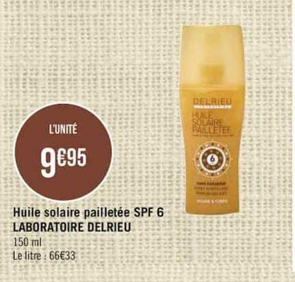 huile solaire pailletée spf 6 laboratoire delrieu