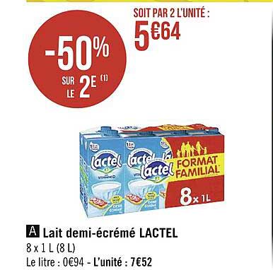 lait demi-écrémé lactel