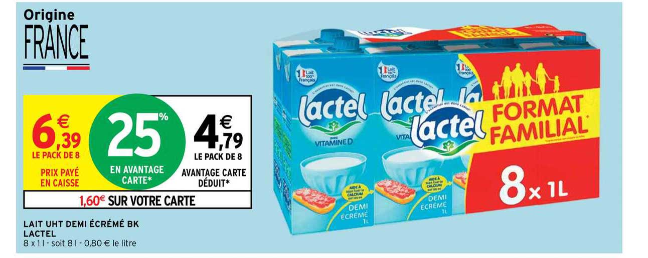 Lait Uht Demi écrémé Bk Lactel