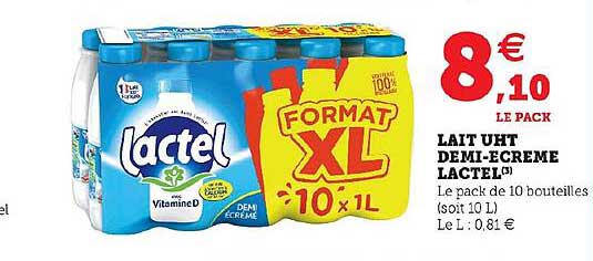 lait uht demi-écrémé lactel