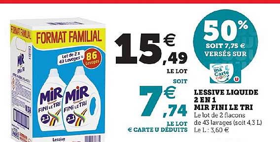 Lessive Liquide 2 En 1 Mir Fini Le Tri