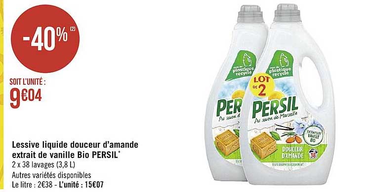 lessive liquide douceur d'amande extrait de vanille bio persil