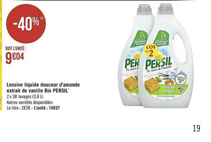 lessive liquide douceur d'amande extrait de vanille bio persil