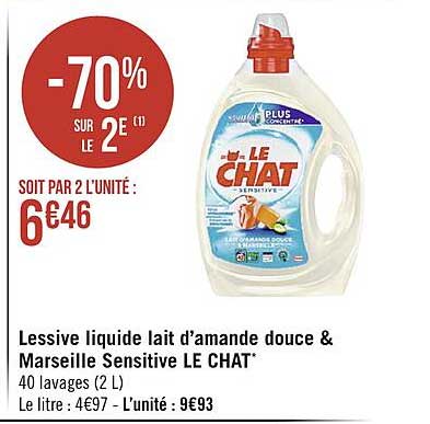 Lessive Liquide Lait D'amande Douce & Marseille Sensitive Le Chat