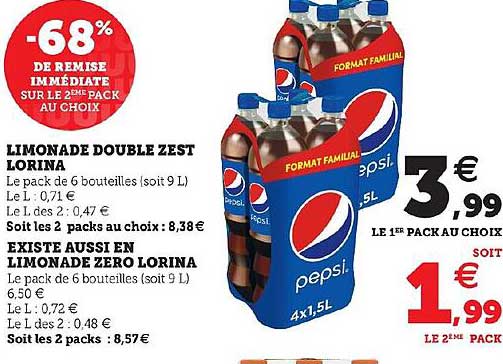 limonade double zest lorina, limonade zéro lorina