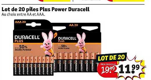lot de 20 piles plus power duracell