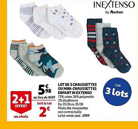 lot de 3 chaussettes ou mini-chaussettes enfant in extenso