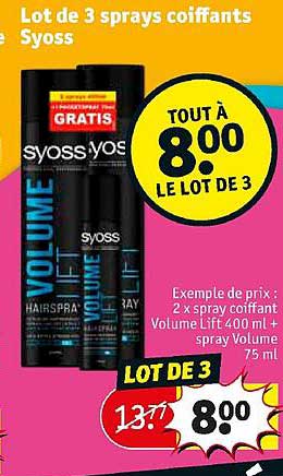 lot de 3 sprays coiffants syoss