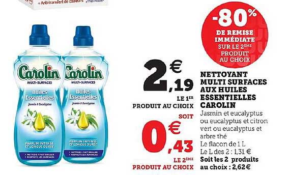 nettoyant multi surfaces aux huiles essentielles carolin
